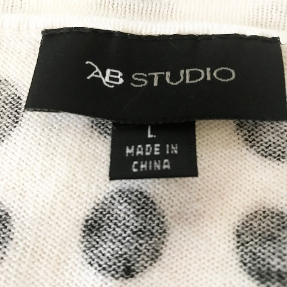 NWOT AB Studio 100% Cotton Knit Polka Dot Sweater Size L - Picture 3 of 5